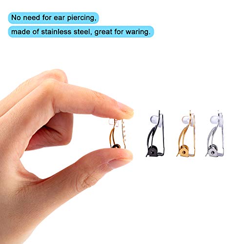 Unicraftale 30Pcs Flat Round Base Clip-On Earring Stainless Steel Non-Pierced Ear Hoops With Rubber 22Mm Blank Earring Bezel Components Findings For Jewelry Making #TOP2