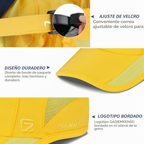 Miniatura 5 de Gadiemkensd Gorra Deportiva De Secado Rápido Upf50 Ligera, Transpirable Y Suave Para Correr Al Aire Libre, Gorras De Béisbol Para Mujeres Amarillo