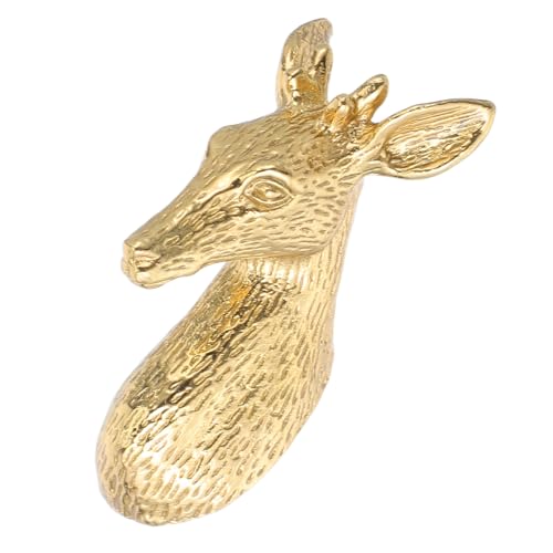 FONDOTIN 真鍮製鹿頭デザインワードローブ取っ手 ヴィンテージ調引き出し用装飾ノブ アンティーク風キャビネットハンドル 家具用簡単取付け