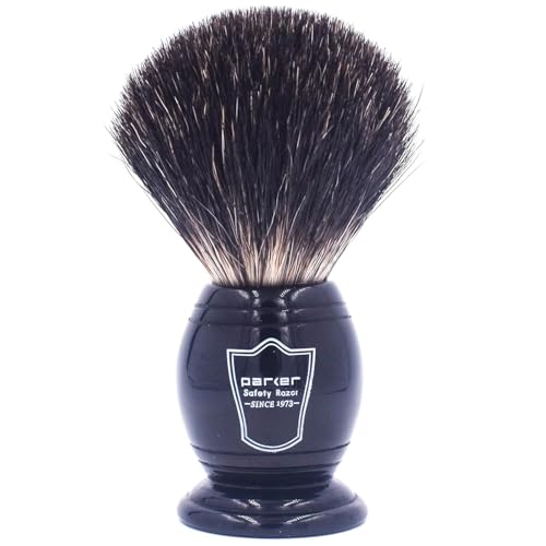 Image of Parker Black Badger Shaving Brush 22mm Knot | Resin Handle for Grip & Balance | Builds Rich Lather with Soaps or Creams | Handcrafted by Master Brushmakers | Essential Wet Shaving Tool | Iconic Brand