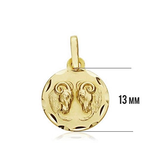 Medalla de oro 18k Aries personalizada con grabación