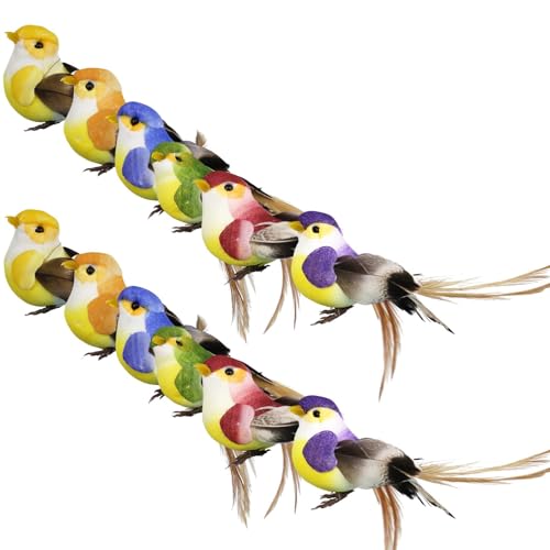 Pájaro de espuma artificial: Pájaros de espuma pequeños portátiles y realistas, pájaros decorativos artificiales | Decoración creativa para el hogar y el jardín, fácil de llevar, pájaro de espuma para