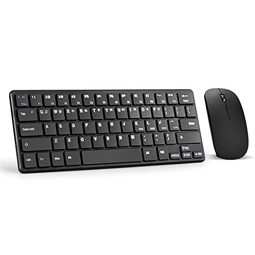 Aumotop Juego Combinado de Teclado y Ratón Plug and Play, Diseño Delgado, Inalámbrico y Ergonómico, para PC, Portátil, Negro, Conexión Rápida Estable para Uso en el Hogar la Oficina