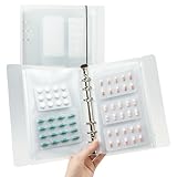 SHANGRLA Pill Organizer Binder with 10 Pcs Reusable Ziplock Pouches – Travel Medicine and Medication Storage Binder Zippered Bags, Clear A5 Size,6 Ring Refillable Organzier for Pills