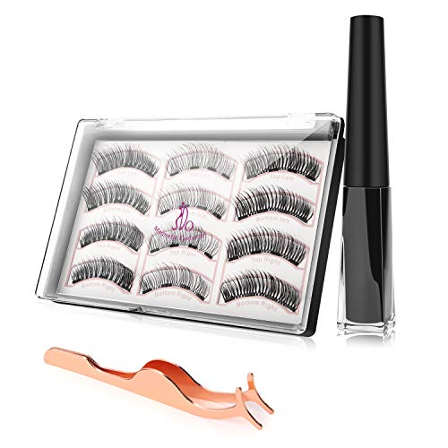 Magnetic Eyelashes with Eyeliner, JDO 12 PCS Upgraded 3D Magnetic Eyelashes and Eyeliner, Reusable Fake Lashes No Irritation No Allergy 3 Styles Lashes with Applicator for Party Dating Wedding