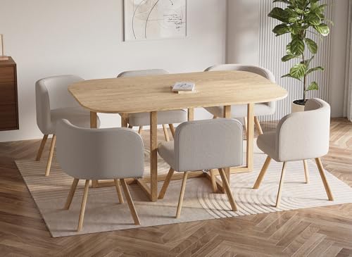 DecoInParis Ensemble Table + 6 chaises encastrables FLEN XL