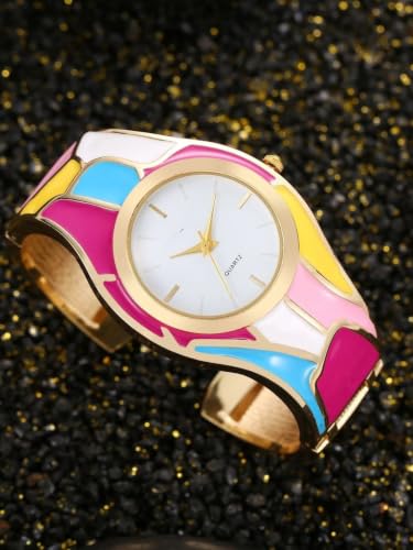 Image of Women's Gold Bracelet Watch | Snake Coil Cuff Style | Crystal Studded Oval Dial | Elegant Jewellery Watch for Women & Girls | Party, Wedding & Festive