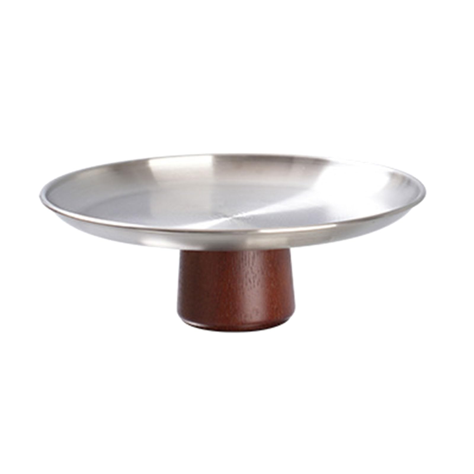 Hsyzygian Stainless Steel Round Serving Tray for Snacks and Dessert Elegant High Footed Cake Plate Practical Appetizer Platter Stainless Steel Appetizer Platter