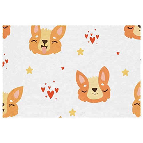 Set de table sans couture Corgi de 6 pièces antidérapant pour repas