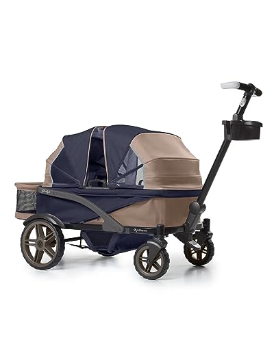 Gladly Family Anthem4 Quad All-Terrain Wagon Stroller, Sand & Sea with Car Seat Adapter