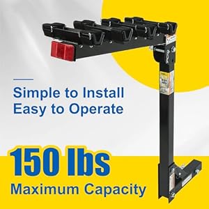 MaxxHaul Hitch Mount 4 Bike Rack 150 lb Capacity Heavy‑Duty Swing Down Design Fits Cars Trucks SUVs and Minivans with Safety Reflector Easy Install (70210) — photo 4 of 6