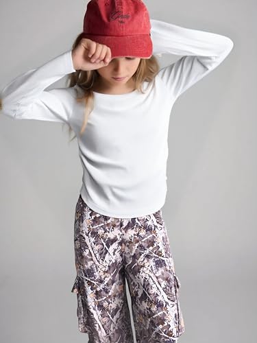 Image of Azmxynol Girls Clothes 2 Piece Outfit Ribbed T-Shirt Top + Cargo Pants, Girls Fall Clothing Set, Sizes 5-16 Years
