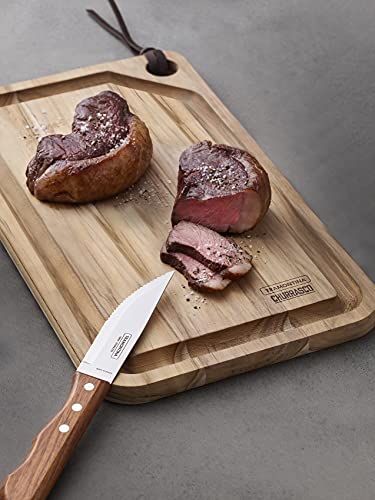 Tramontina Dynamic Steakmesser Jumbo, 4-teiliges Set, rostfreier Edelstahl, Holzgriff, 4 Steakmesser