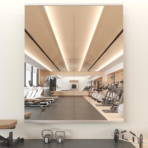Gym Wall Mirrors 56x16 (2 Pack) - Frameless Tempered