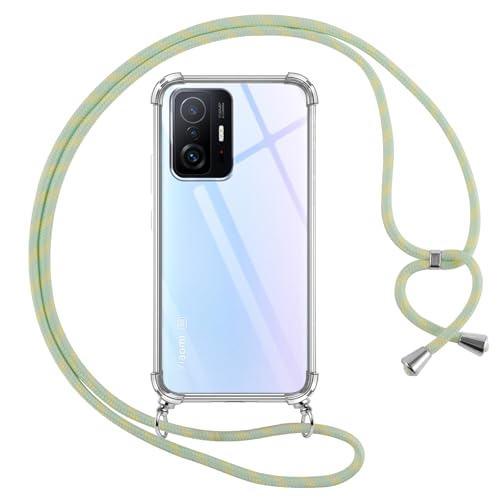 Cover per Xiaomi 11T Pro 5G con Cordino Trasparente Custodia con Laccio Tracolla Cellulare Girocollo Collana Protettiva per 11T 5G 6.67 verde