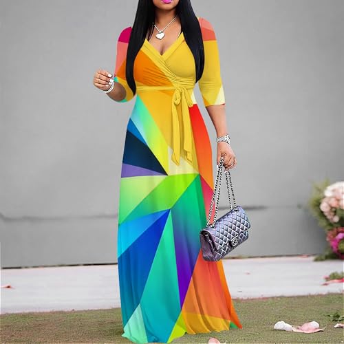 Image of PinkPatty Plus Size Maxi Dress for Women 3 /4 Sleeve Casual Long Dress