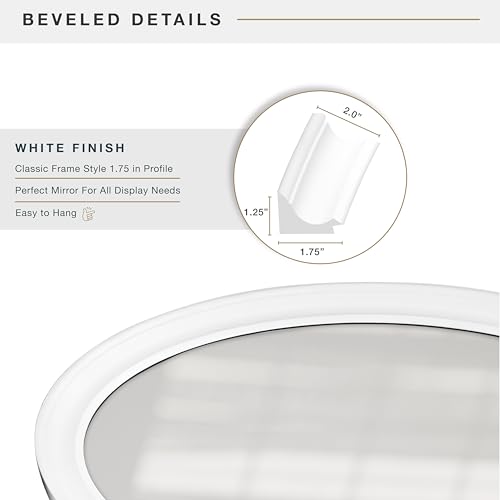 Image of MCS Wall Mirror, 21x31, Classic White Oval, for Bathroom & Bedroom