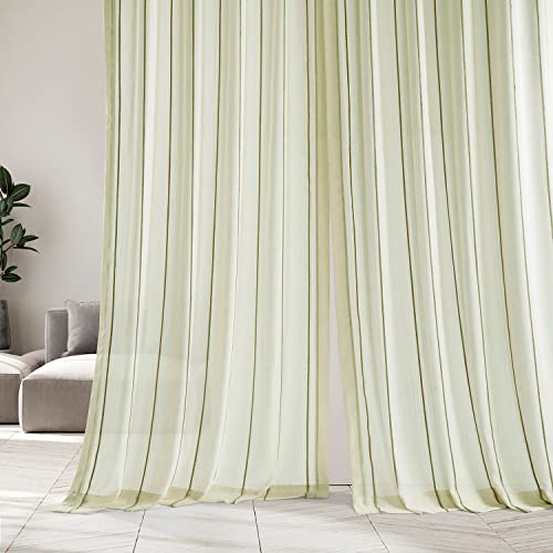HPD Half Price Drapes SHCH-HC66085-108 Striped Linen Sheer Curtain (1 Panel), 50 X 108, Aruba Gold, W 50" x L 108" (1 Panels) - Image 2