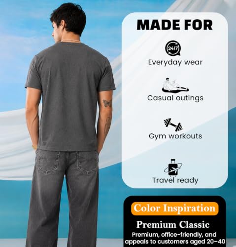 Image of Sleepynuts Men's Everyday Wear Crew Neck Regular Fit T-Shirt | Half Sleeve Solid Plain Casual T-Shirt for Men | Soft Breathable Fabric |
