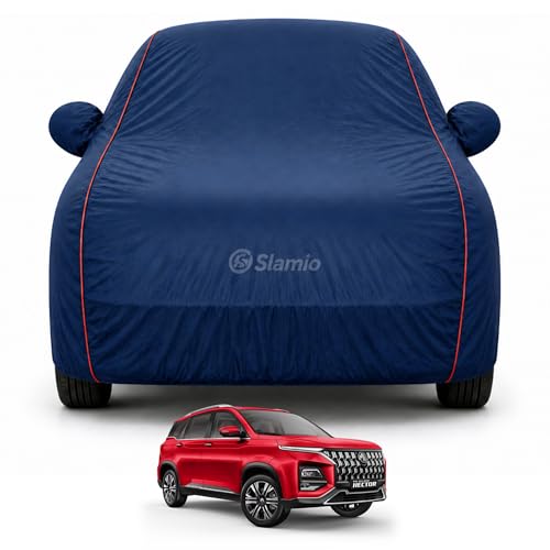 Image of Premium 100% Waterproof Car Cover for MG Hector 2023-2026 Models All-Weather, UV & Dust Protection | Heavy-Duty 3-Layer Fabric | Custom Fit with Mirror & Antenna Pockets | Navy Blue