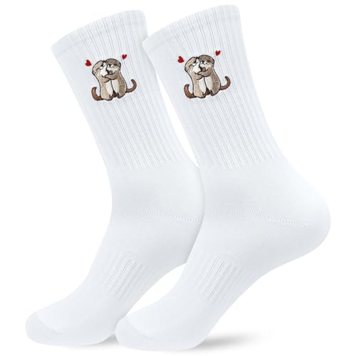 Smlper Animal Socks Tiersocken Lustige Socken mit Tieren Ich Liebe Dich Geschenke für Männer und Frauen Valentinstagsgeschenk Jahrestag Geschenk für Ihn Sie Socken mit Motiv Otter Pinguin Faultier