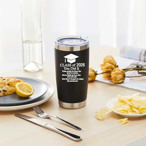 HLIKEM 2026 Graduation Motivational Gift for Him Her 20 Ounce Stainless Steel Car Tumbler Insulted Mug Cup Graduate Inspirational Gifts for College (Black) by HLIKEM - Used condition - Image 6