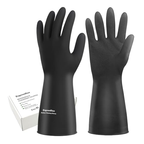 Exprosiflux Heavy-Duty Rubber Cleaning Gloves (3 Pairs, XL)