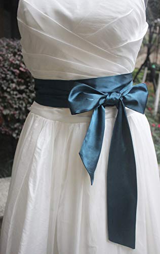 Wedding satin sash belt for special occasion dress bridal sash (Dark teal)4