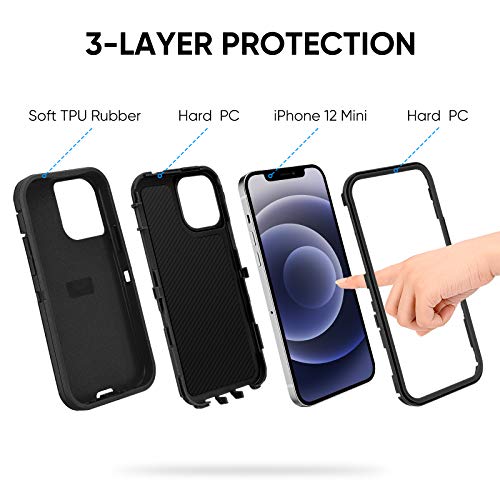 Cafewich PW-11111 Defender Case For Iphone 12 Mini, Heavy Duty 3 In 1 Shockproof Anti-Slip Drop Protective Phone Cover thumb #1