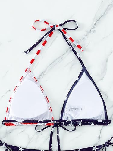 Image of Women's Triangle Halter Solid Bikini Top String Bathing Suit Tops