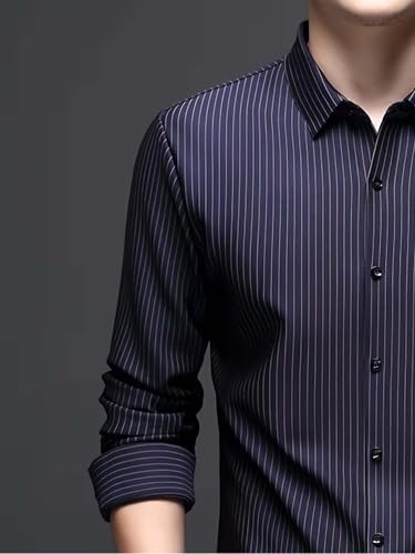 Image of Lymio Men Shirt || Striped Shirt for Man || Full Sleeve|| Premimum Casual Style (Royal)