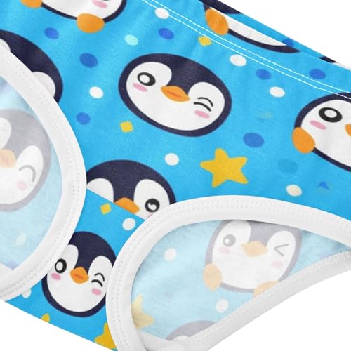 Cute Cartoon Penguins Blue Panties for Girl Girls Underwear Toddlers Cotton Artistic Briefs Underpants 2t4