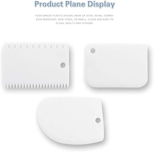 Miniatura 5 de 3 piezas de raspador de masa de plástico flexible multiusos para banco de alimentos, raspador con curvado y plano para masa de pan, pasteles,