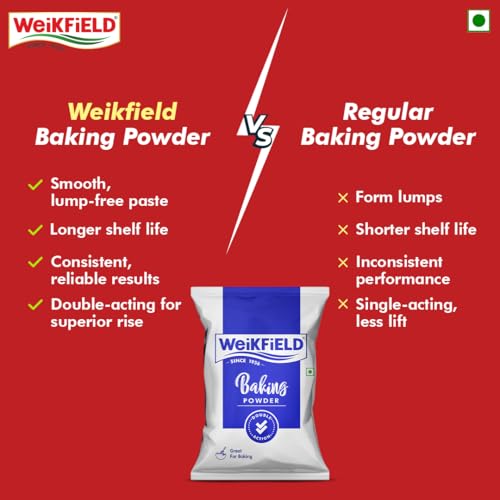Image of Weikfield Baking Powder | 100% Double Action Baking Powder | Perfect for Light & Fluppy Cakes, Cookies, Muffins & Breads | Perfect for Baking | 1 kg Pouch