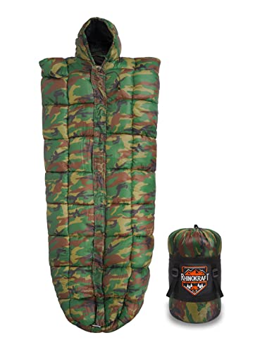 RhinoKraft Military Design | Mummy Shape | 8 to 20 Degree Celsius | 2.3 Kg Weight | Sleeping Bag for Adults | for Trekking, Camping and Outdoor Adventure