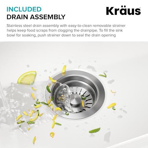 KRAUS Gloss White 30 in Fireclay Drop In Kitchen Sink KFD1-30GWH - image 8