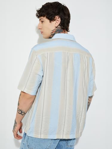 Image of Max URB N Men Half Sleeves Striped Boxy Fit Oversized Shirt