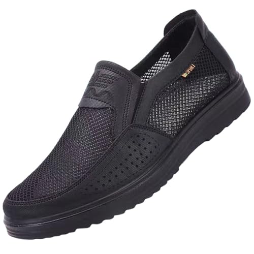 Mens Casual Comfort Walking Shoes with Arch Support Lightweight Mesh Breathable Slip-On Loafers for Work Driving Business House