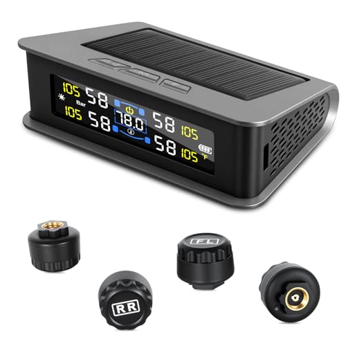 Tire Pressure Monitoring System, RV Tire Monitoring System with Solar Charge Tire Pressure Monitor...