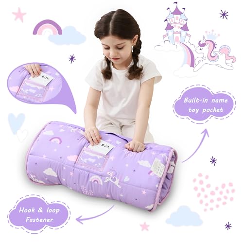 Image of Lasoftan Toddler Nap Mat with Pillow and Blanket, Extra Large Rolled Napping Mats,Slumber Bags for Boys Girls,Kids Sleeping Bag for Daycare, Preschool Travel Camping