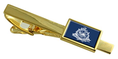 Clip de corbata personalizado Charleston de oro grabado con bandera militar