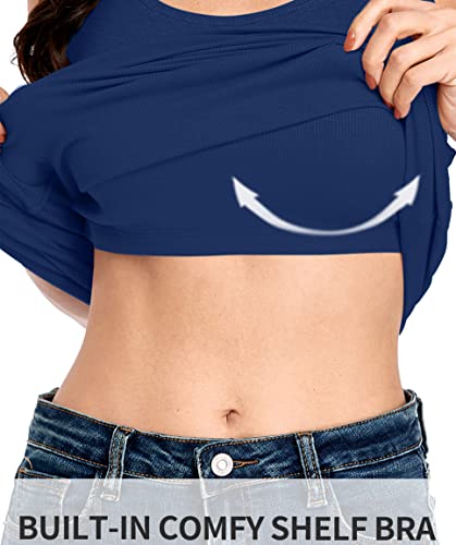 Image of ALove Womens Extra Long Tank Tops with Shelf Bra Ribbed Camisoles Undershirts