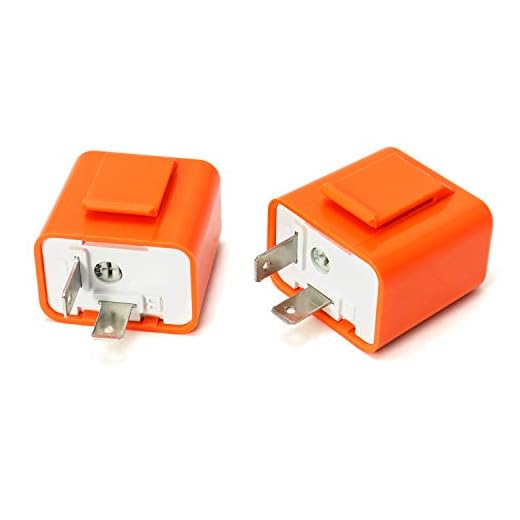 QWORK Motorrad Elektronische Blinker Licht Relais, Einstellbare Motorrad Blinker LED, 2 Pin Blinkrelais für LED, Orange, 12V Universal, 2 Stk