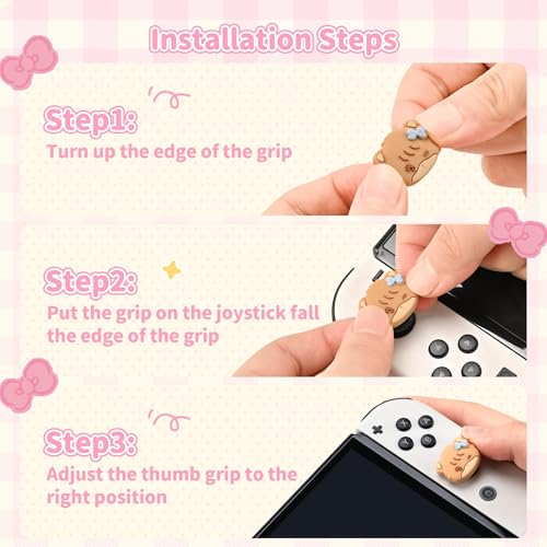 Image of GeekShare 4PCS Switch Thumb Grip Caps,Kawaii Thumbstick Caps,Soft Silicone Joystick Cover Compatible with Switch /OLED /Lite - Mikko Sweet Thoughts
