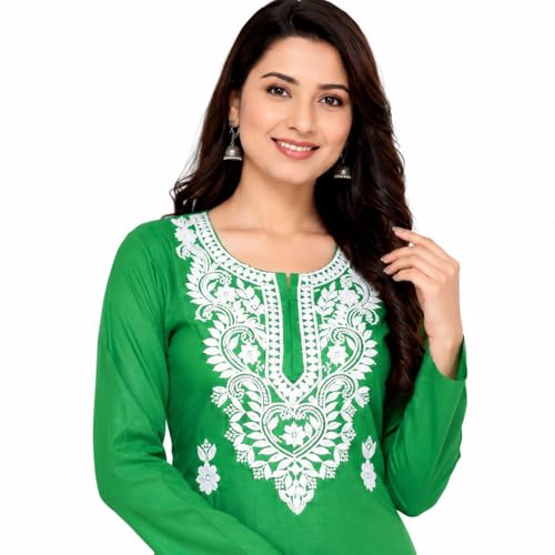 Image of Women's Chikankari Embroidered Straight Kurta with Palazzo Set, Traditional Kurti Bottom Set |Round Neck Full Sleeve Outfit for Daily,Office, Festive & Casual