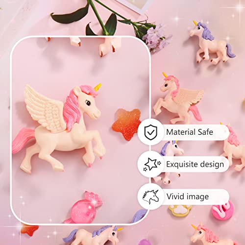 Image of Chunful 48 Pcs Mini Unicorn Figurine Cake Toppers for Birthday Decorations Small Plastic Miniature Flying Horse Figures for Fairy Garden Accessories Moss Landscape Dollhouse DIY Crafts Party Supplies