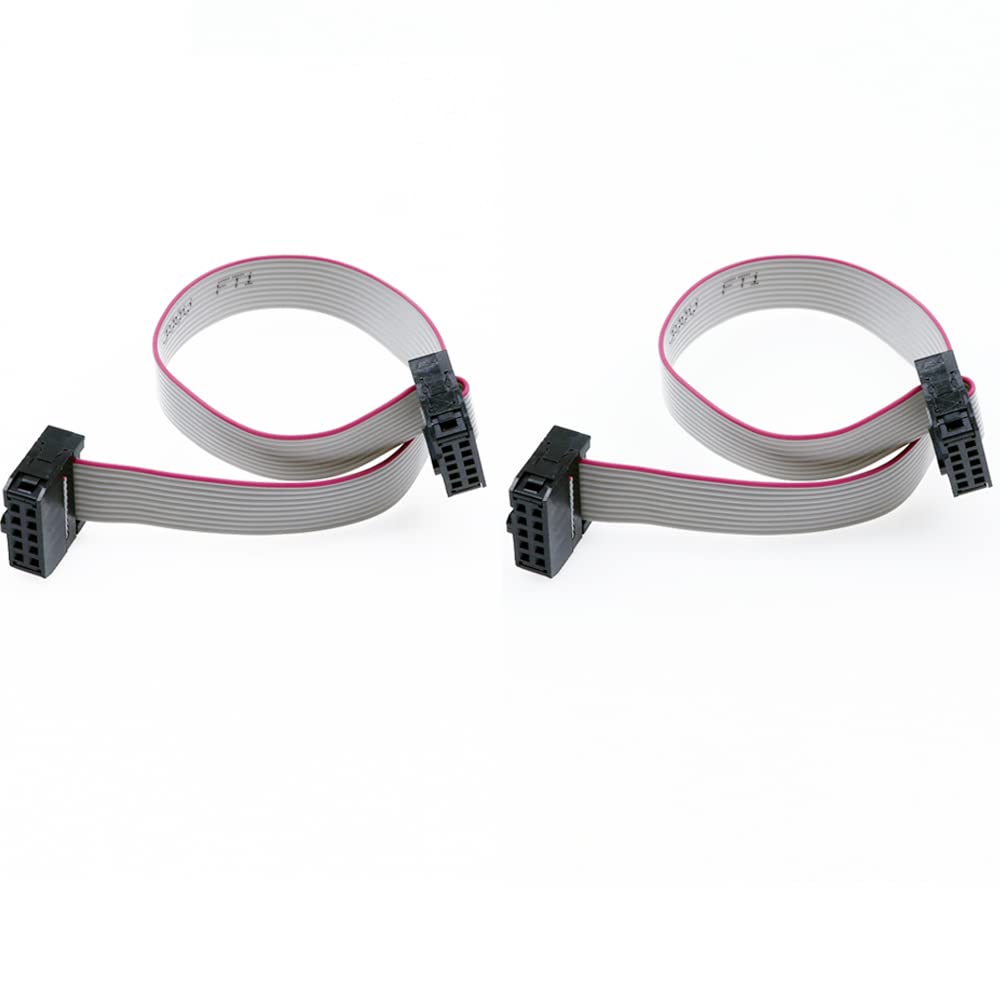 2PCS IDC Ribbon Connector Flat Ribbon Cable Jtag Cable 2.54mm Pitch 2 Row 10 Pins Connector Female to Female Wires SWD Cable Length 200mm/7.87in for JTAG/ISP Connecting