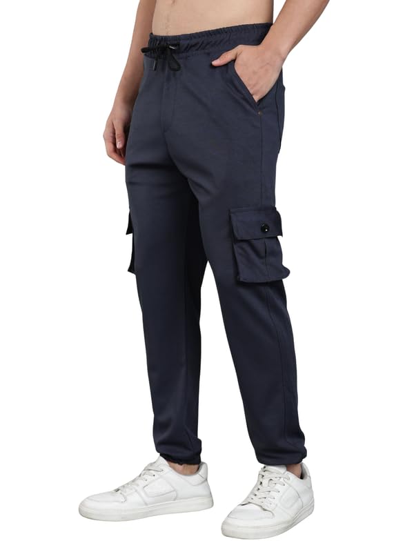 Men’s Smart Fit Cargo Trousers | Mid-Rise Regular Length Casual Cargo Pants | Flat Front Solid Design with 6 Pockets | Comfortable Everyday Utility Trousers for Men-image-20