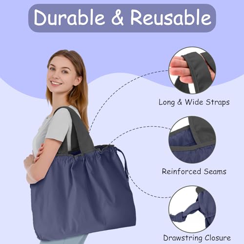 GFYFYZ Foldable Large Reusable Shopping Bag, Blue, 52 x 42 cm - Image 3