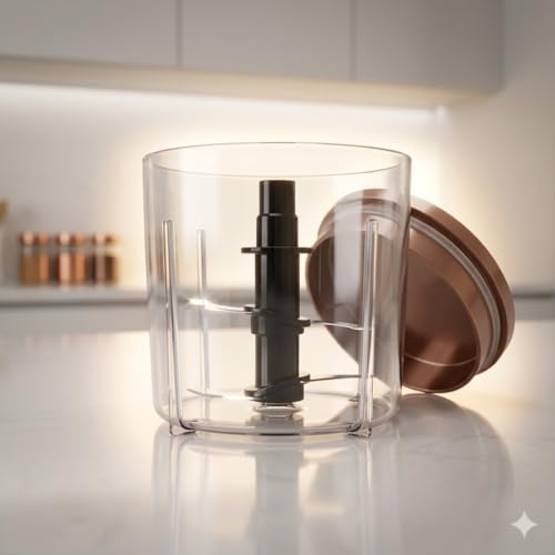 Image of Electric Vegetable Chopper for Kitchen 700ml | 350W One-Touch Food Processor | 4 Stainless Steel Blades | Chopper for Onion, Garlic, Vegetables, Fruits, Nuts, & Baby Food | Low Noise | Easy to Clean